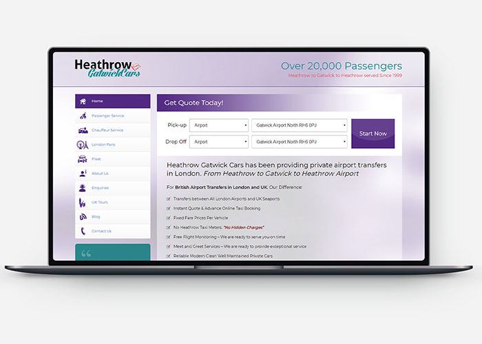 Website Design & Development For Heathrow Gatwick Cars - Image